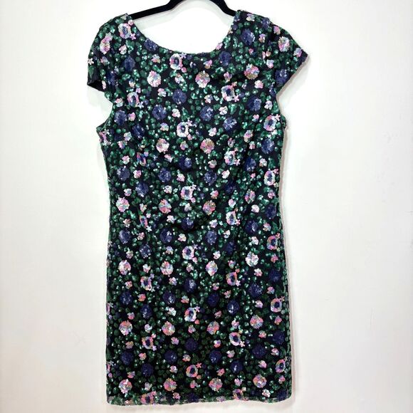 Sam Edelman Women Sequin Floral Mini Dress Size 10 Black Swiftie NYE Party Disco - Picture 2 of 9